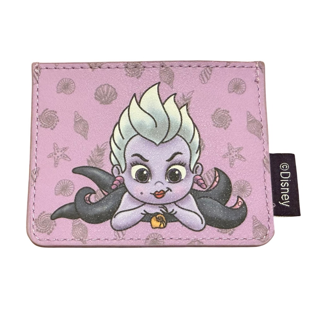 Disney Loungefly Ursula Little‎ Mermaid Card Holder Wallet Purple Seashell Chibi
